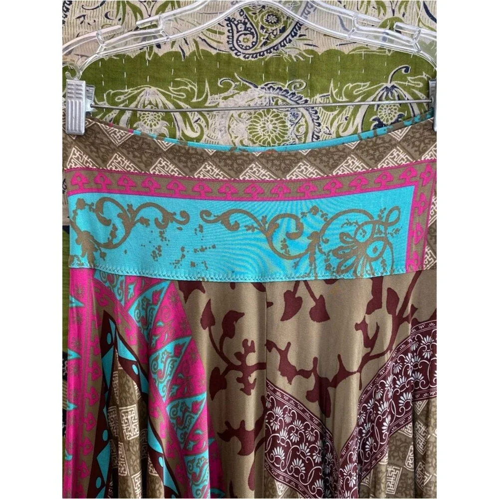 Y2K Chacok Multicolored Ornamental Print Boho Artsy Midi Skirt Size 1/ Small